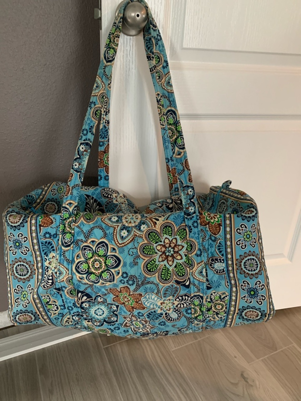 Vera Bradley Blue Paisley Floral Quilted Travel Duffel